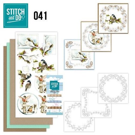 BASTELSETS / CRAFT KITS: Card set "birds" embroidered