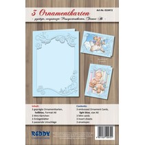 Ornament kaarten set, A6, lichtblauw