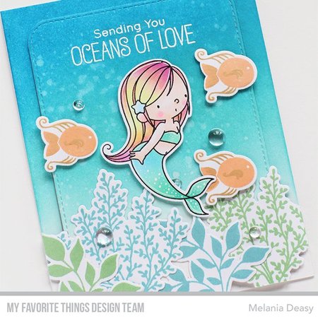 Die-namics Stamping template: mermaids, plants, shells, fish and turtle