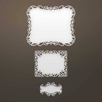 Ponsen sjabloon: Ingewikkelde decoratief frame en label
