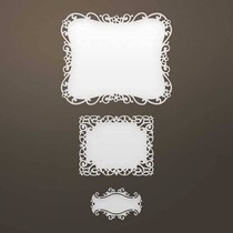 template perfuração: moldura decorativa intrincada e etiqueta