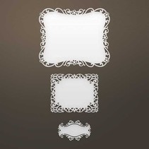 Ponsen sjabloon: Ingewikkelde decoratief frame en label