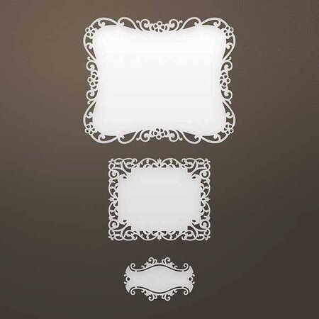 CREATIVE EXPRESSIONS und COUTURE CREATIONS Stanzschablone: Filigrane Zierrahmen und Label