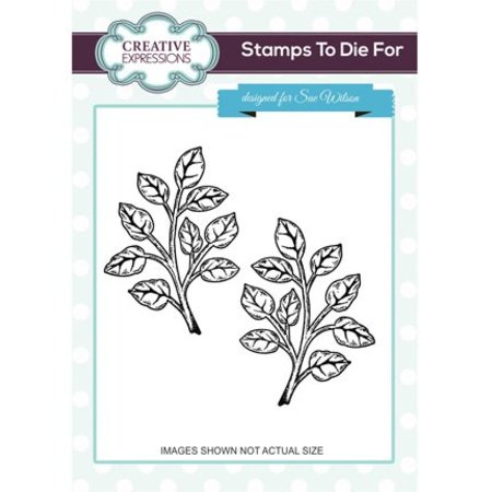 CREATIVE EXPRESSIONS und COUTURE CREATIONS Stempel, 1 kvister med blader og en i speilbilde