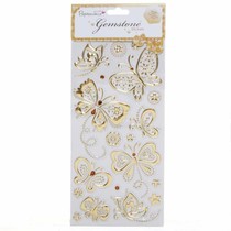 Gemstone Stickers, Butterflies - gold