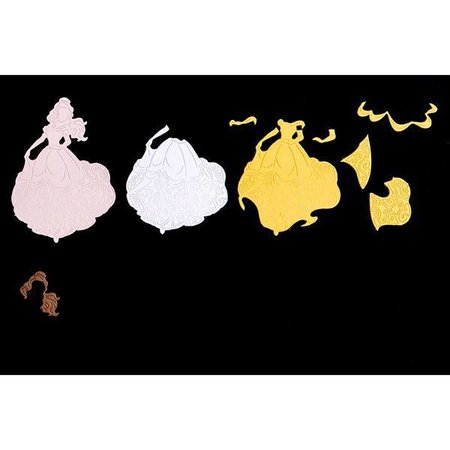 DISNEY Stanzschablonen SET: Disney + Stempel Princess Waltzing Belle Gesicht