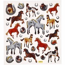 Jobb Glitter klistremerke, ark 15x16, 5 cm, hester, 1 ark