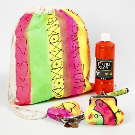 BASTELZUBEHÖR / CRAFT ACCESSORIES A neon-colored summer outfit: high quality fabric paint, water-based, productive