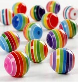 Set of 20 colorful beads with stripes