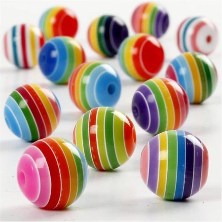 Set of 20 colorful beads with stripes