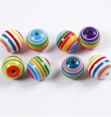 Set of 20 colorful beads with stripes