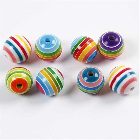 Set of 20 colorful beads with stripes