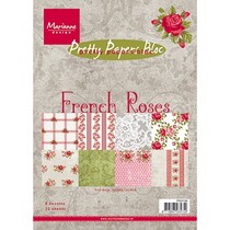 Jolis papiers, A5, Roses françaises, 32 feuilles, 4 x 8 motifs