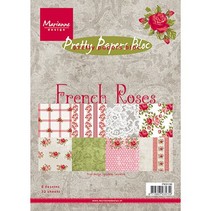 Pretty Papers, A5, franske Roses, 32 ark, 4 x 8 motiver