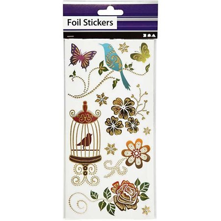 Sticker Mooie folie sticker, vel 10,4x29 cm, een soort met goud effect, Spring, 4. Vel