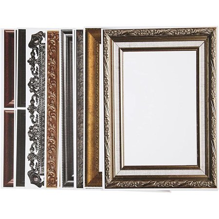 KARTEN und Zubehör / Cards Frame, sheet 26,2 x18, 5 cm, metallic colors, 16 sort. Sheet
