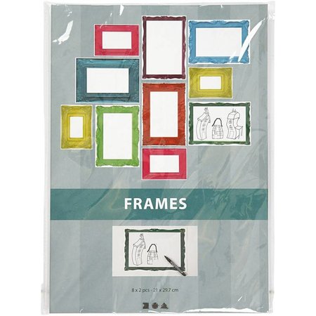 KARTEN und Zubehör / Cards Frame, sheet 26,2 x18, 5 cm, bold colors, 16 sort. Sheet