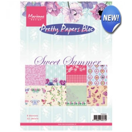DESIGNER BLÖCKE  / DESIGNER PAPER Jolis papiers, A5, été doux, 4x 8 motifs