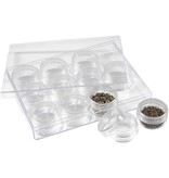 BASTELZUBEHÖR / CRAFT ACCESSORIES Acryl Potten met schroefdop, set van 12 blikjes