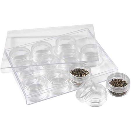 BASTELZUBEHÖR / CRAFT ACCESSORIES Acryl Potten met schroefdop, set van 12 blikjes