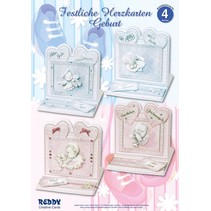 Set di materiale per 4 Festive Cards Cuore Nascita