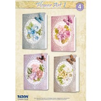 Materiaal set voor 4 kaarten Flower Art I