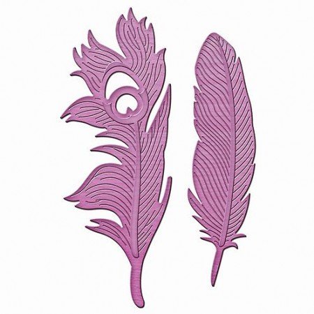 Spellbinders und Rayher Metal mal In'spire, Feathers på vinden, 2,1 x 7.2 til 3.1 x 8.5 cm, 2 stk
