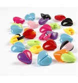 Kinder Bastelsets / Kids Craft Kits Tweedelige acryl kralen hartjes, in 9 mooie kleuren, H: 16 mm, gat 2 mm