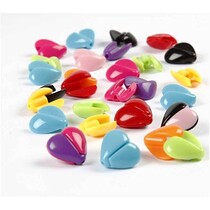 Deux parties perles acryliques cœurs, dans 9 grandes couleurs, H: 16 mm, la taille du trou de 2 mm