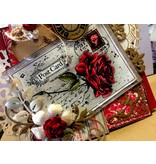 Joy!Crafts und JM Creation Timbri trasparenti, rosa antico su una cartolina