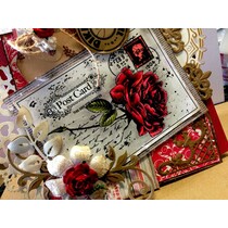 Transparent Stamps, Old rose on a postcard