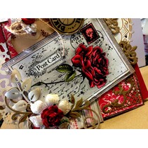 Timbres transparents, vieux rose sur une carte postale