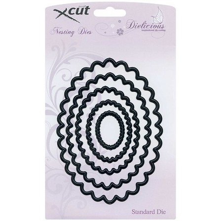 Docrafts / Papermania / Urban Nesting Dies - Scalloped Oval (5pcs) Large