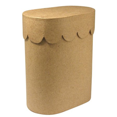 Objekten zum Dekorieren / objects for decorating Paper mache container, Scallop, 8x13x16 cm, oval, with lid
