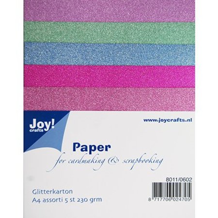 DESIGNER BLÖCKE  / DESIGNER PAPER 5 Glitterkarton in 5 verschiedenen Farben