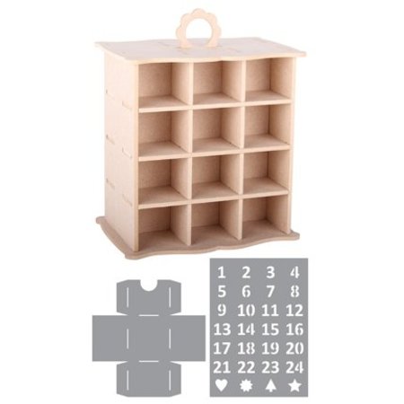 Objekten zum Dekorieren / objects for decorating 3D-kabinet Advent Kalender + 2 Stencils