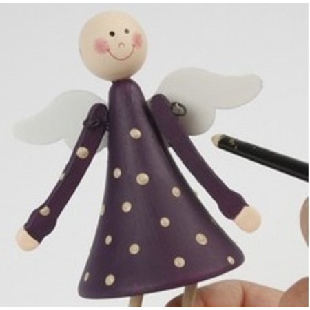 Objekten zum Dekorieren / objects for decorating Set of 2 Angel 15 cm bell-shaped, standing angels made of wood