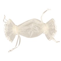 Organza Säckchen, 14x8cm, SB-Btl 4Stück, elfenbein