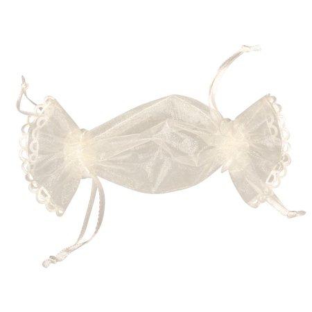 BASTELZUBEHÖR / CRAFT ACCESSORIES Organza zakje, 14x8cm, SB-Btl 4Stück, ivoor