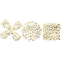 Satinornamente, Größe 35-40 mm, creme, 6 sortiert