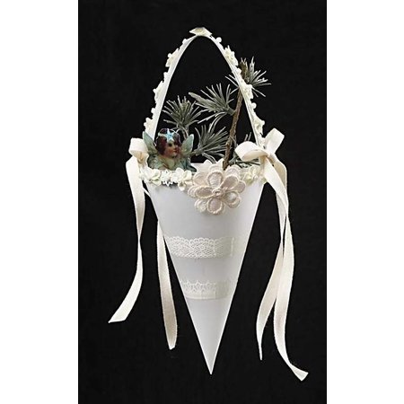 Embellishments / Verzierungen Sorted satin ornaments, size 35-40 mm, cream, 6