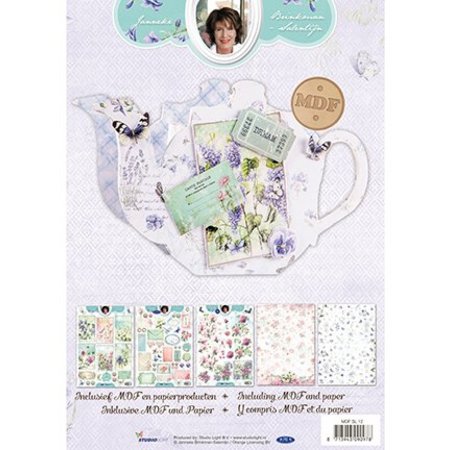 Objekten zum Dekorieren / objects for decorating Kit Scheda MDF Pakket incl.papier - teiera Janneke Brinkman