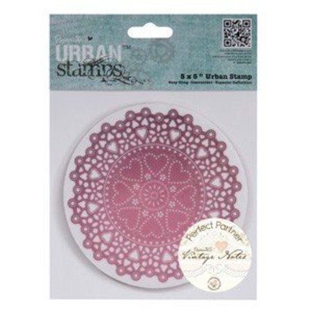 Docrafts / Papermania / Urban Rubber stamp, 15x15cm, Urban Stamps, Vintage notes, Doily