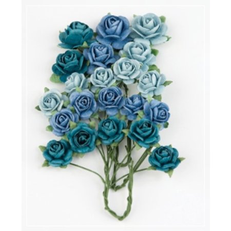 BLUMEN (MINI) UND ACCESOIRES Marianne Design Paper Roses azul brillante
