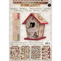 Bastelset 07: MDF e papel para uma decoração birdhouse vintage, 17 centímetros