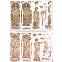 Die cut ark: "Art Nouveau" med forskellige billeder - kun 5 til rådighed!