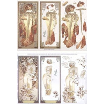 Die cut ark: "Art Nouveau" med forskellige billeder - kun 5 til rådighed!