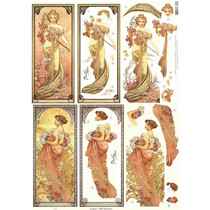 NEW die cut ark: "Art Nouveau", ulike motiver