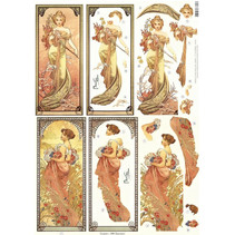 NEW die cut ark: "Art Nouveau", ulike motiver