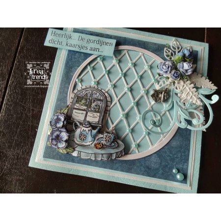 Yvonne Creations Punching and embossing templates: Trellis frame